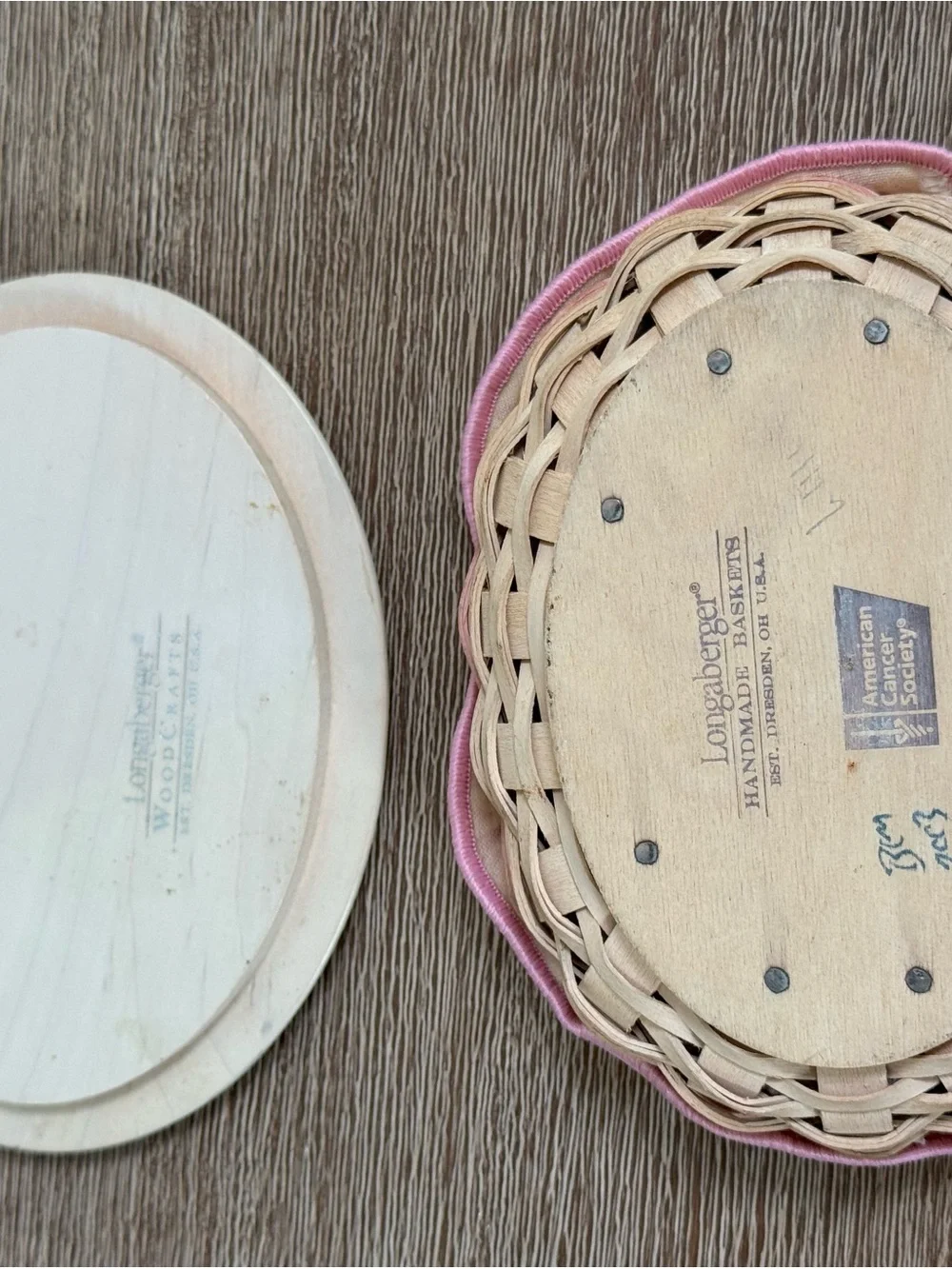Longaberger Horizon of Hope Basket Set with Woodcrafts Lid & Fabric Liner